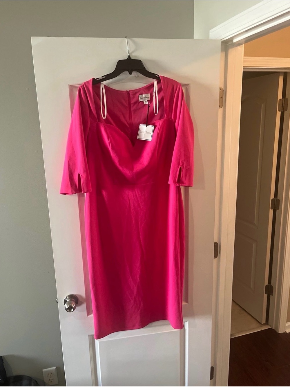 Premier Hot Pink Midi Dress with Sweetheart Neckline